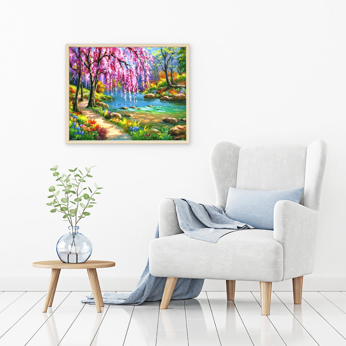 Cherry Blossom Tree Near River | Diamond Painting