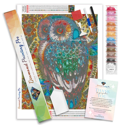 Mandala Berry Branch Owl | Diamond Painting