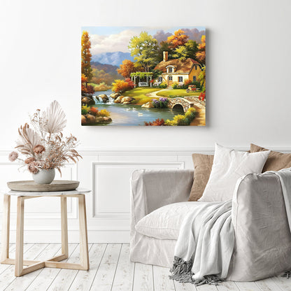 Autumn Cottage by the River | Diamond Painting