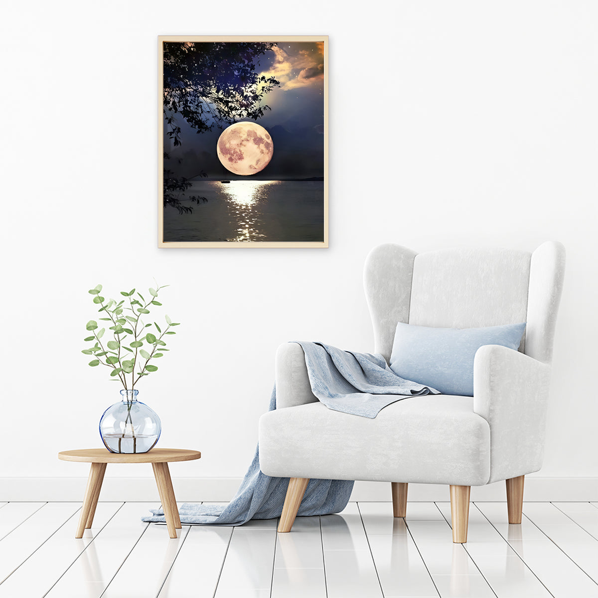 Beautiful Full Moon On Lake | Diamond Painting