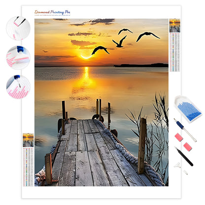 Lakeside Sunset Jetty Bliss | Diamond Painting