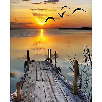 Lakeside Sunset Jetty Bliss | Diamond Painting