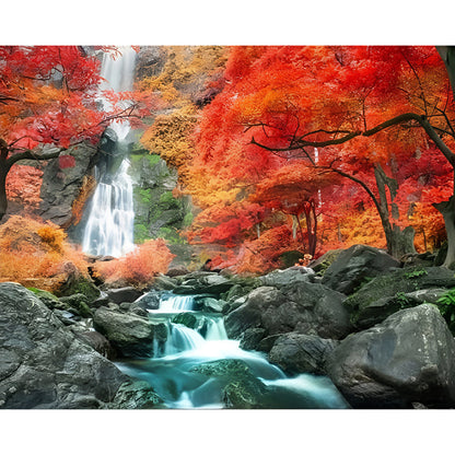 Autumn Forest Waterfall | Diamond Painting