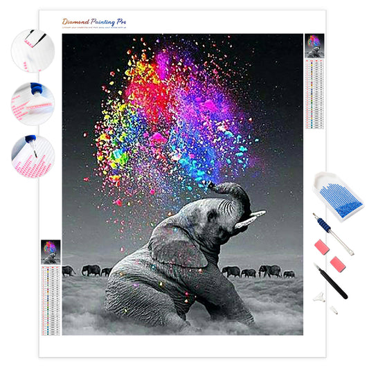 Elephant Spraying Colors | Diamond Painting