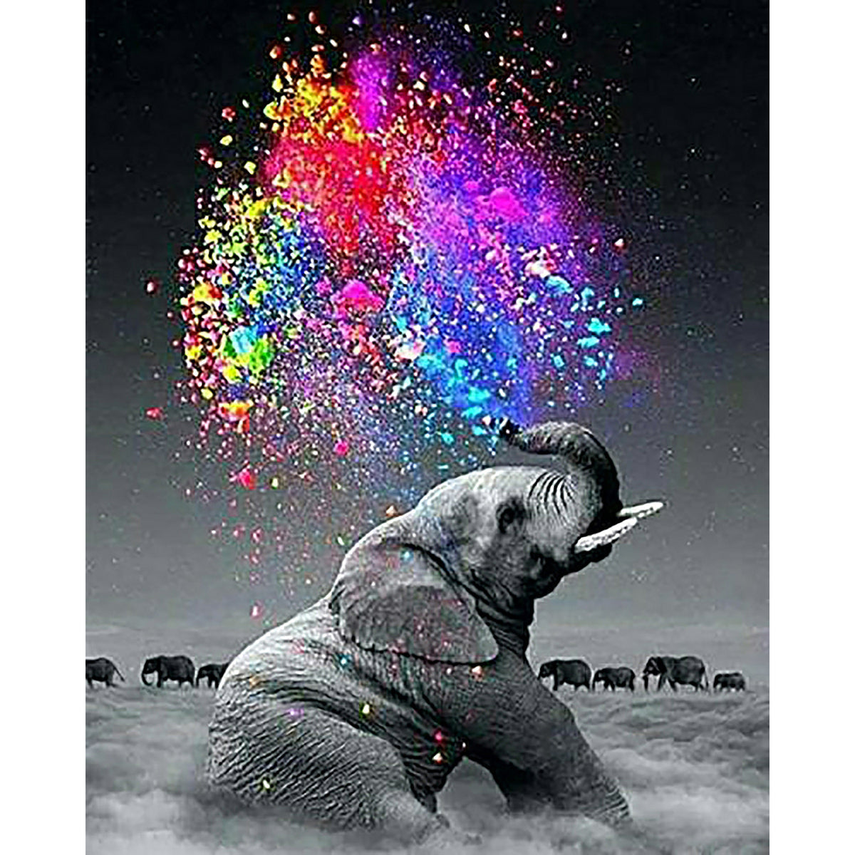 Elephant Spraying Colors | Diamond Painting