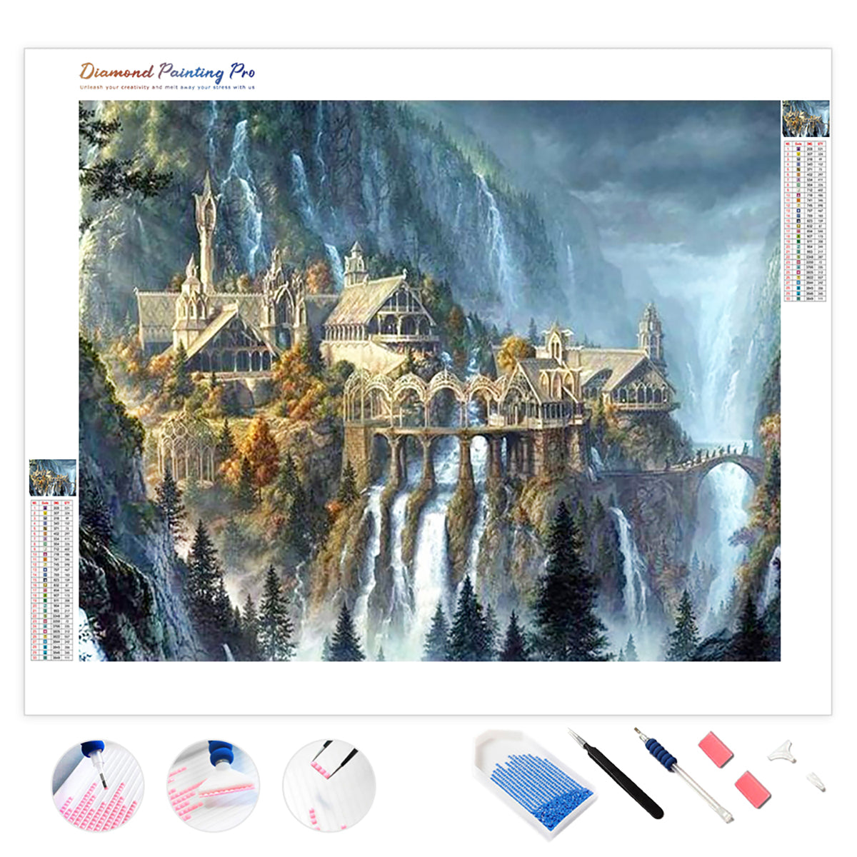 Dream Mysterious Castle Waterfall | Diamond Painting