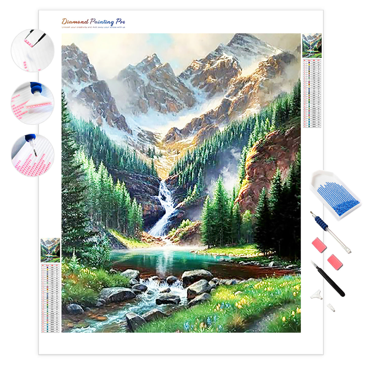 Rocky Mountain Waterfall | Diamond Painting