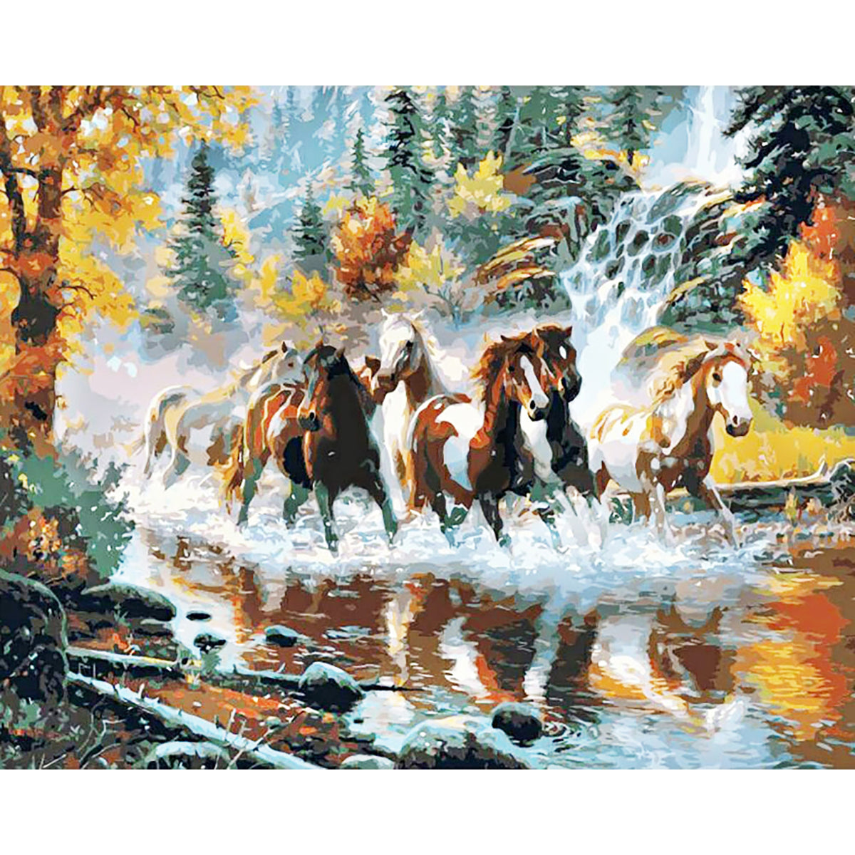 Horses Galloping Downstream | Diamond Painting