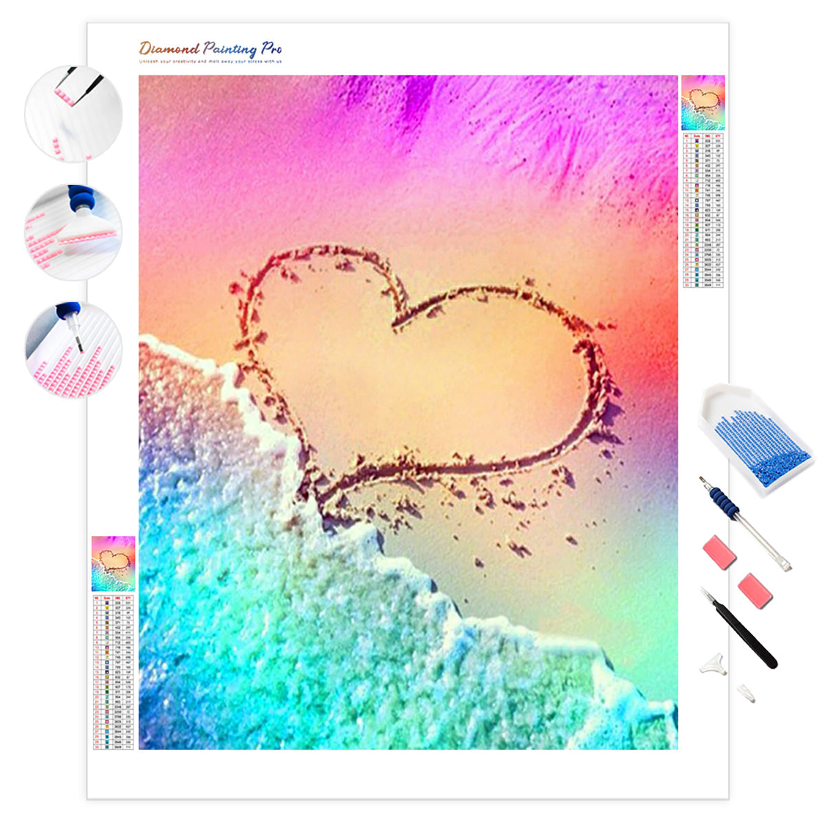 Beautiful Heart in the Beach | Diamond Painting