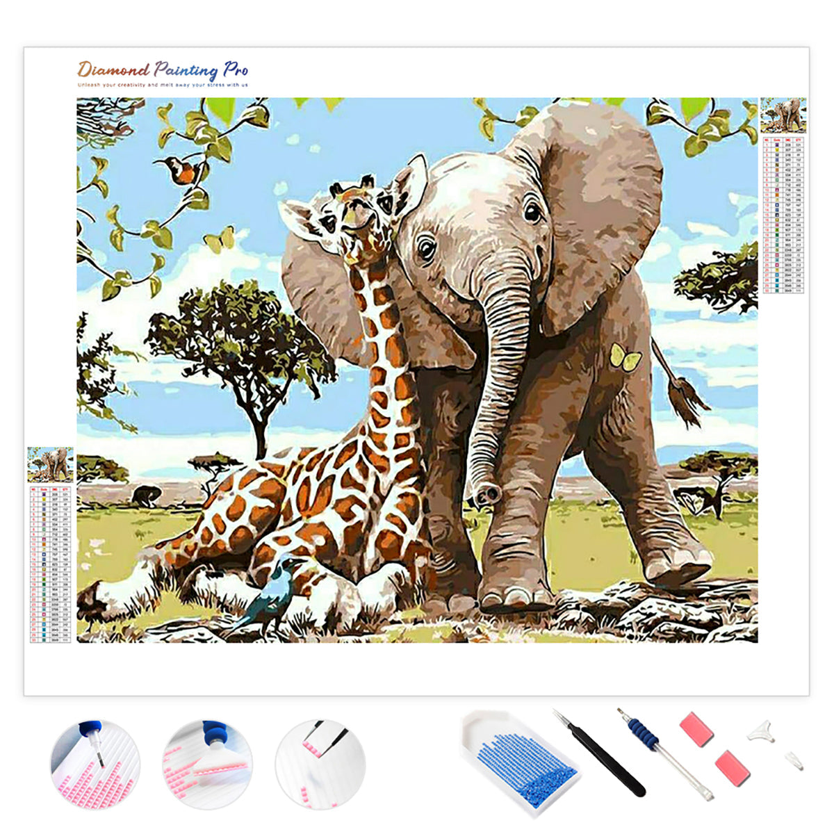 Elephant and Giraffe | Diamond Painting