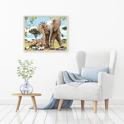 Elephant and Giraffe | Diamond Painting