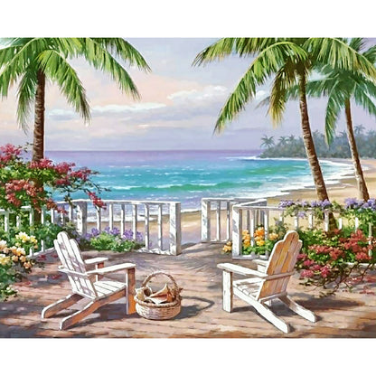 Beach Chair with Coastal View | Diamond Painting