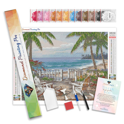 Beach Chair with Coastal View | Diamond Painting