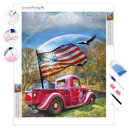 America Flag Car | Diamond Painting